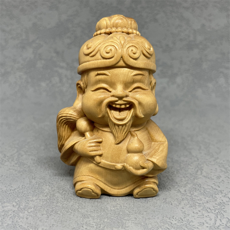 《正宗小叶黄杨木》太上老君摆件