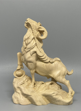 领头羊摆件黄杨木整料雕刻工艺品