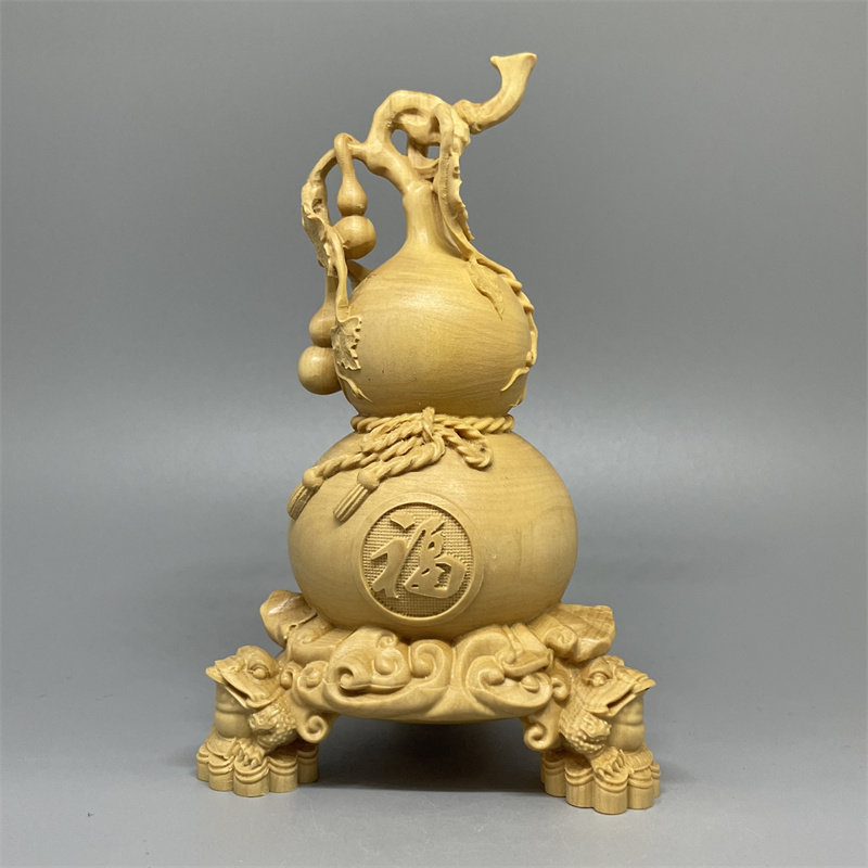 《正宗小叶黄杨木》福禄葫芦摆件
