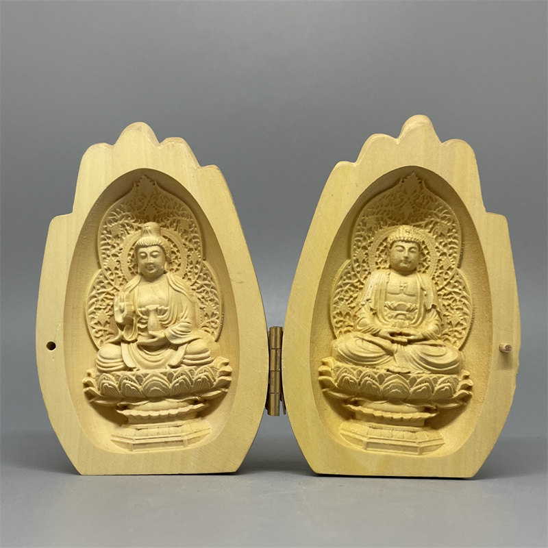 小巧携带方便佛手佛龛黄杨木摆件