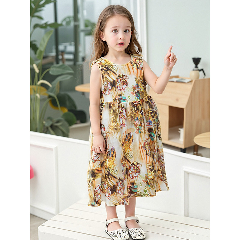 MorningDance晨舞女童真丝麻连衣裙无袖背心裙出游公主裙夏季薄款