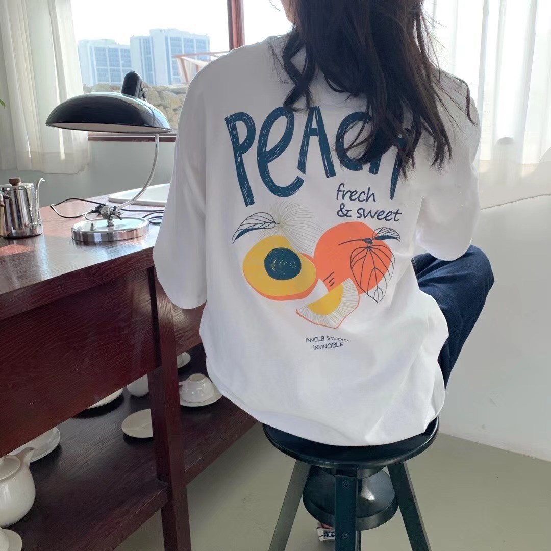 Real shot real price Korean printing loose Student Short Sleeve T-Shirt