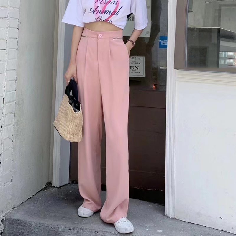 Real shot real price Korean version slim high waist down sense suit pants floor pants female