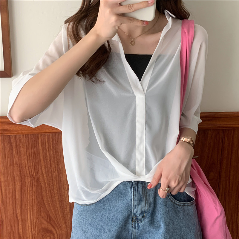 Real price Korean chiffon shirt with loose temperament