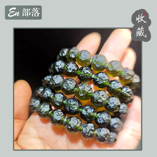 新正品天然捷克陨石橄榄绿玻璃陨石原石手链女来自宇宙深处12mm+