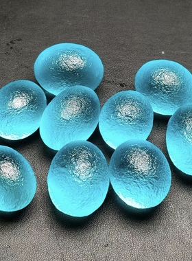 俄罗斯天空蓝玻璃陨石蛋形原石吊坠天然矿标矿物晶体奇石30-40克