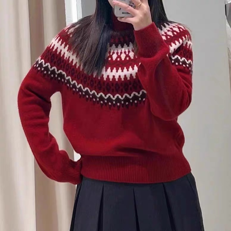 A554秋冬新款毛衣女套头宽松复古打底针织衫