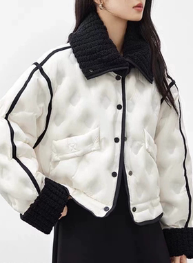 A643羽绒服 女装冬季新款设计感撞色拼接轻薄气质短外套 跑绒
