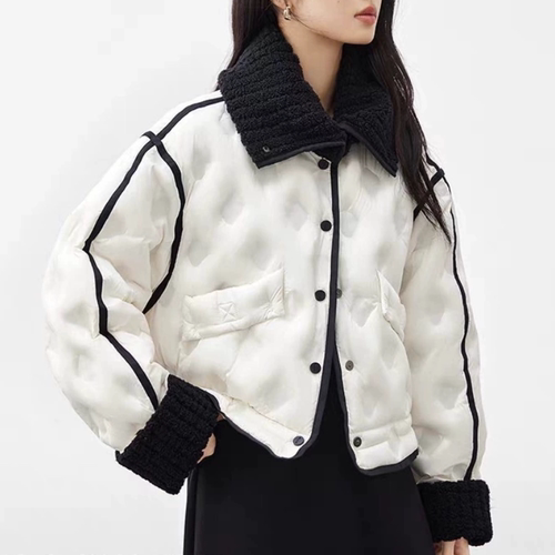 A643羽绒服 女装冬季新款设计感撞色拼接轻薄气质短外套 跑绒