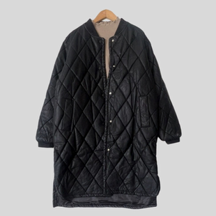 A903原版宽松版皮衣加棉菱行格中长款磨砂pU棉衣外套棒球领棉服