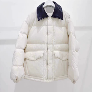B654冬季 拼接皮领加厚保暖白鸭绒面包羽绒服 新品