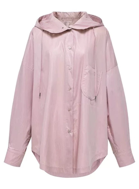 A643连帽抽绳单排扣单口袋轻薄中长时尚休闲宽松百搭 外套