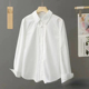 韩范文艺压褶宽松全棉基础款 白衬衫 女长袖 E914 打底衫 通勤潮