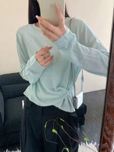 宽松大码 女短款 圆领薄款 针织上衣宽松罩衫 长袖 B214