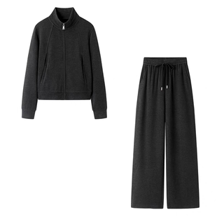 洋气减龄显瘦卫衣短外套阔腿休闲裤 C443两件套装 新款 春秋季 女装