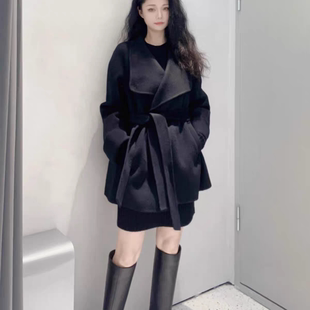 C562双毛呢大衣 女装冬季新款休闲立领中长款毛呢外套呢子大衣