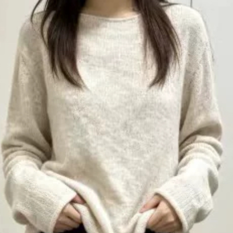 A532慵懒风圆领套头毛衣女长袖百搭打底针织衫秋季基础款0.32