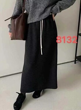 A713新款秋冬季a字摆裙慵懒风简半身裙女高级感遮胯中长裙