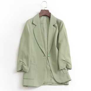 气质高级质感通勤职业休闲西服 新款 C013绿色小西装 外套女秋季