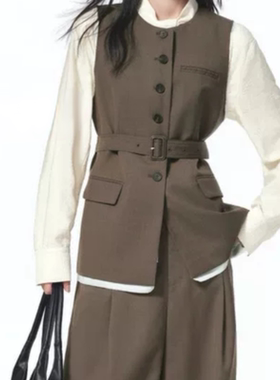 A263女装时尚百搭无袖拼接休闲马甲外套