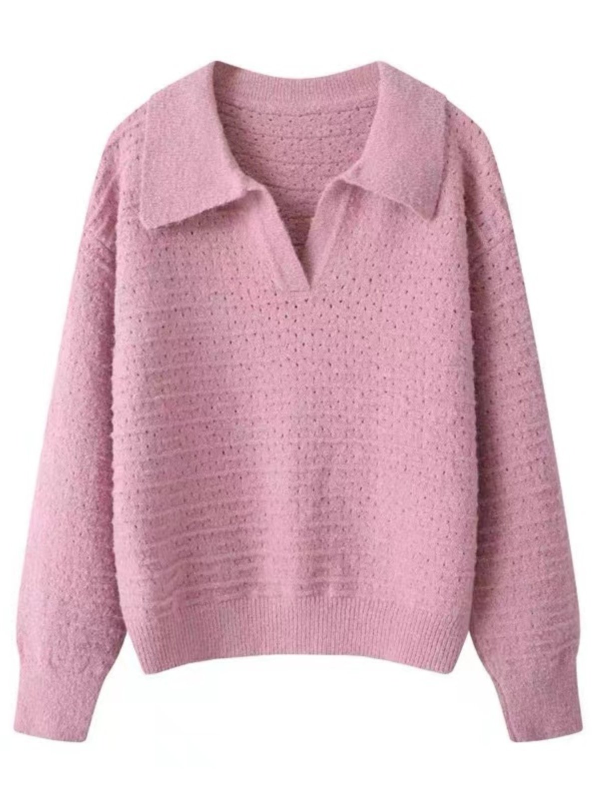 亮丝设计感针织短款POLO领