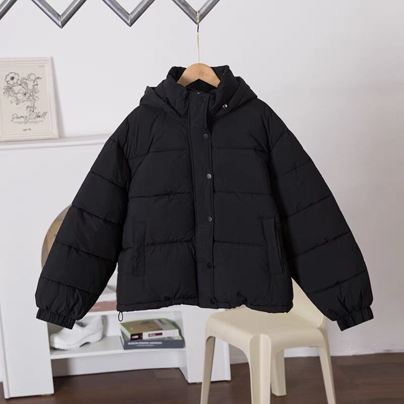 C424帽子可拆！加厚拉链棉服女棉衣外套面包服棉衣女