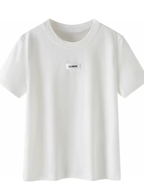 C922 新款简约休闲字母棉贴标圆领短袖T恤上衣女