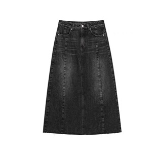 高腰显瘦毛边设计水洗复古 新款 B213牛仔半身裙 时尚