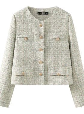 C422小香风粗花呢外套女春秋新款高级感超好看减龄漂亮洋气上衣