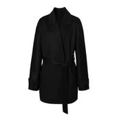 D112秋冬新款 极简腰带毛呢外套中款 大衣女