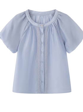 C153诗夏季新百搭休闲通勤百搭泡泡袖短袖衬衫上衣女有内衬