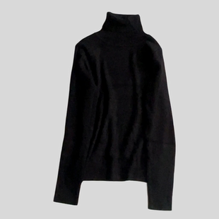 B014黑色针织柔软修身高领瘦人打底针织上衣女