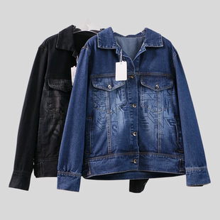 D512男女款牛仔外套 春秋款时尚印花复古气质百搭上衣宽松情侣款