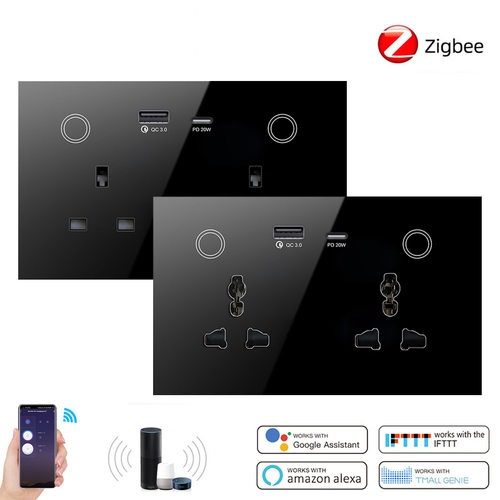 16A通用英规双插147智能插座usbType墙壁Tuya  zigbee socket
