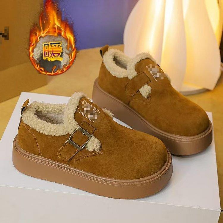 撤柜清仓厚底勃肯鞋女鞋冬季加绒加厚保暖棉鞋一脚蹬轻便雪地靴女