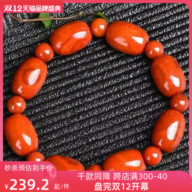 자연 사천 량산 남부 붉은 팔찌 버킷 비즈 남성과 여성의 남부 붉은 단일 원형 팔찌