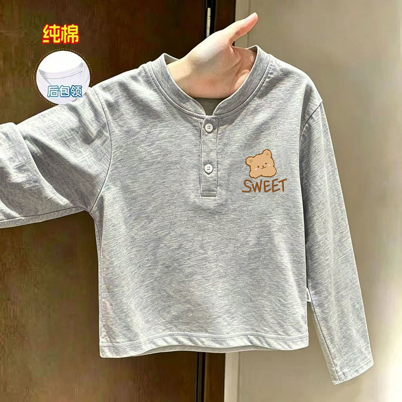春秋季纯棉儿童POLO衫宝宝长袖韩系潮流字母印花洋气时尚休闲上衣