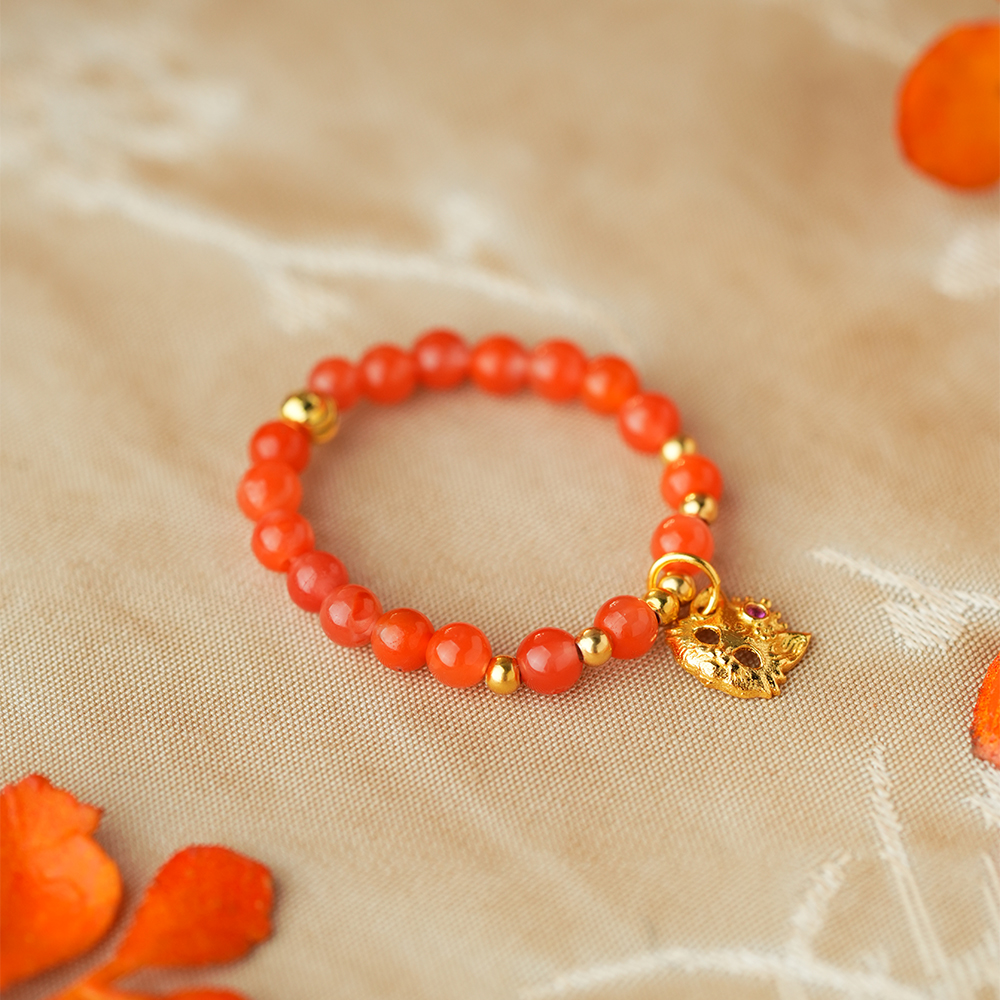 御臻珠宝｜南红｜S925银｜戒指指环面具新中式创意弹力绳珠宝精致