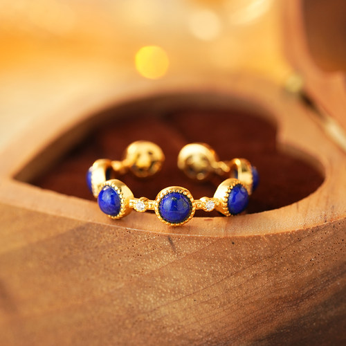 御臻珠宝青金石S925银戒指