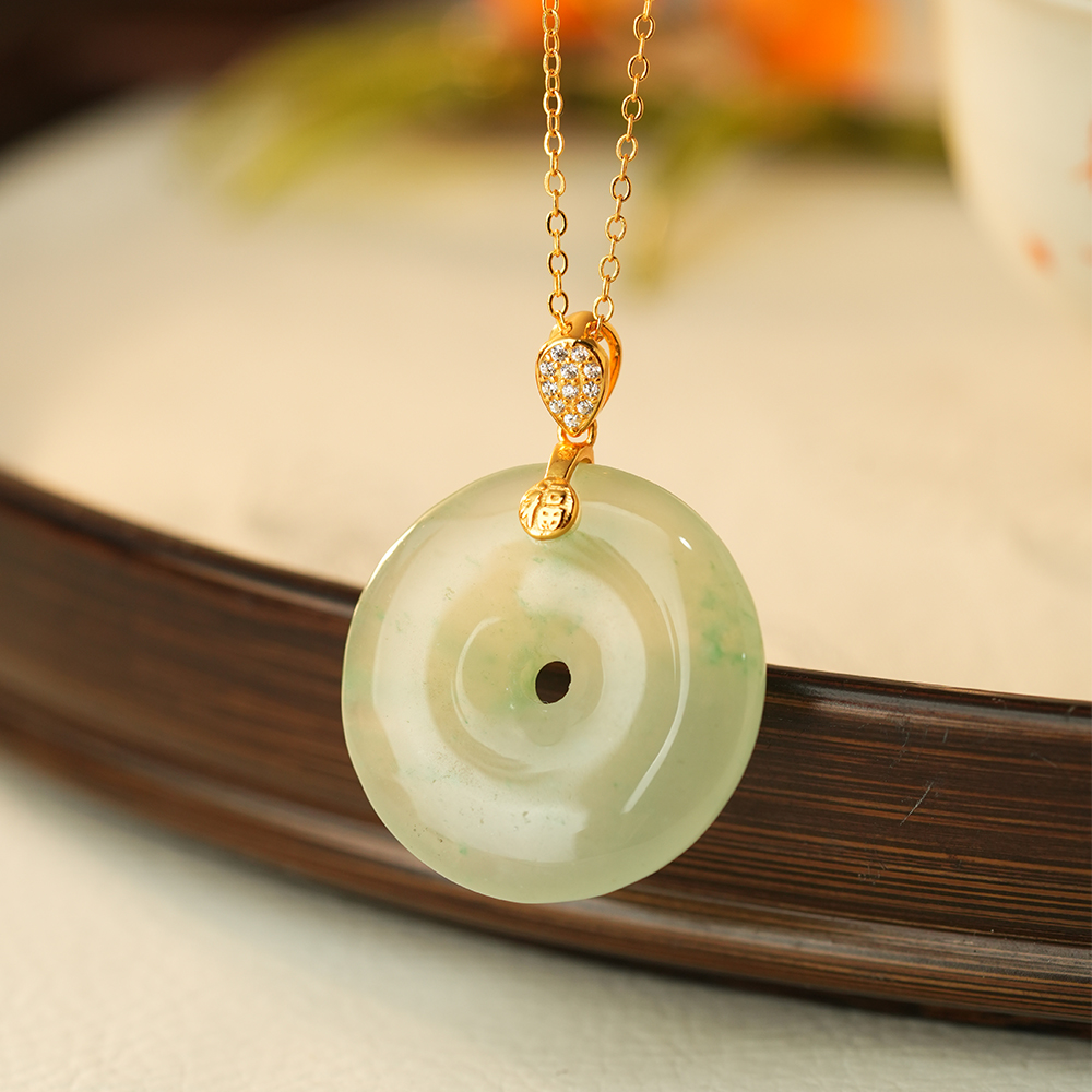 天然冰种冰透吊坠平安扣玉石