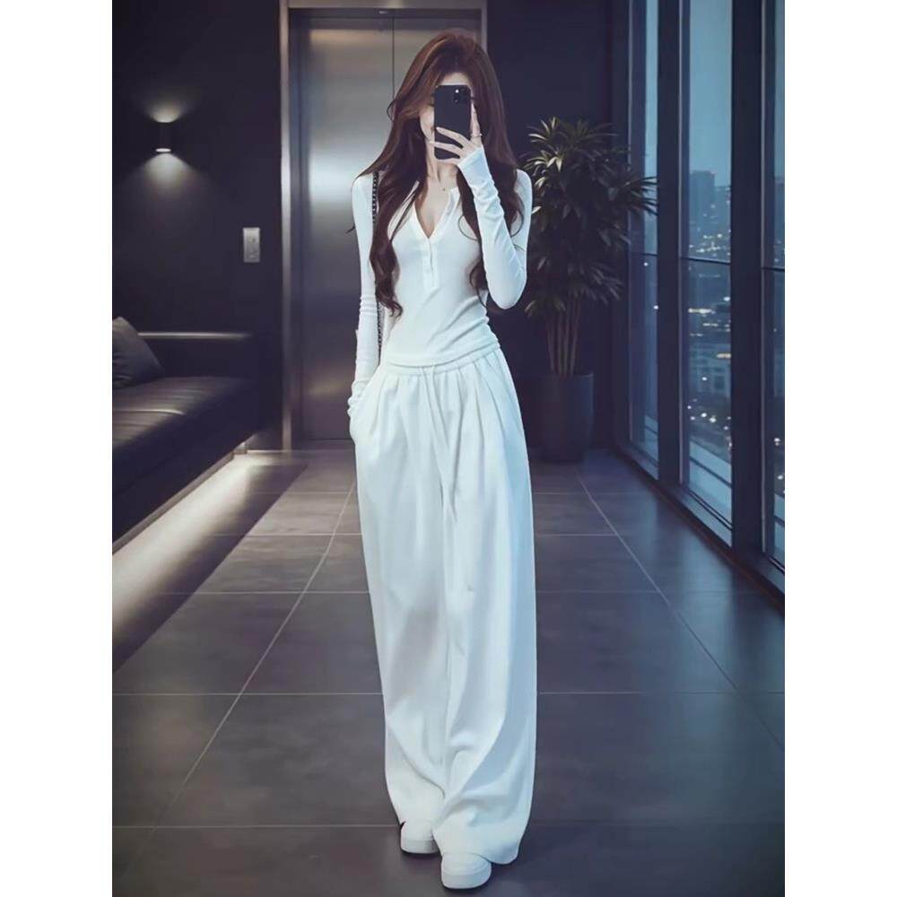 早秋运动服套装女韩系修身显瘦时尚洋气长袖卫衣休闲两件套阔腿裤