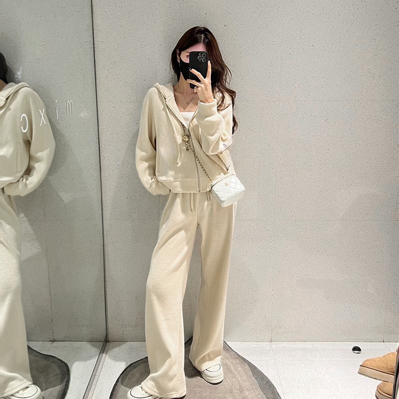 2025春季款韩版气质时尚慵懒风连帽卫衣外套高腰休闲裤两件套女,女装/女士精品,休闲运动套装,淘宝优惠券,粉丝福利购,淘宝优惠卷