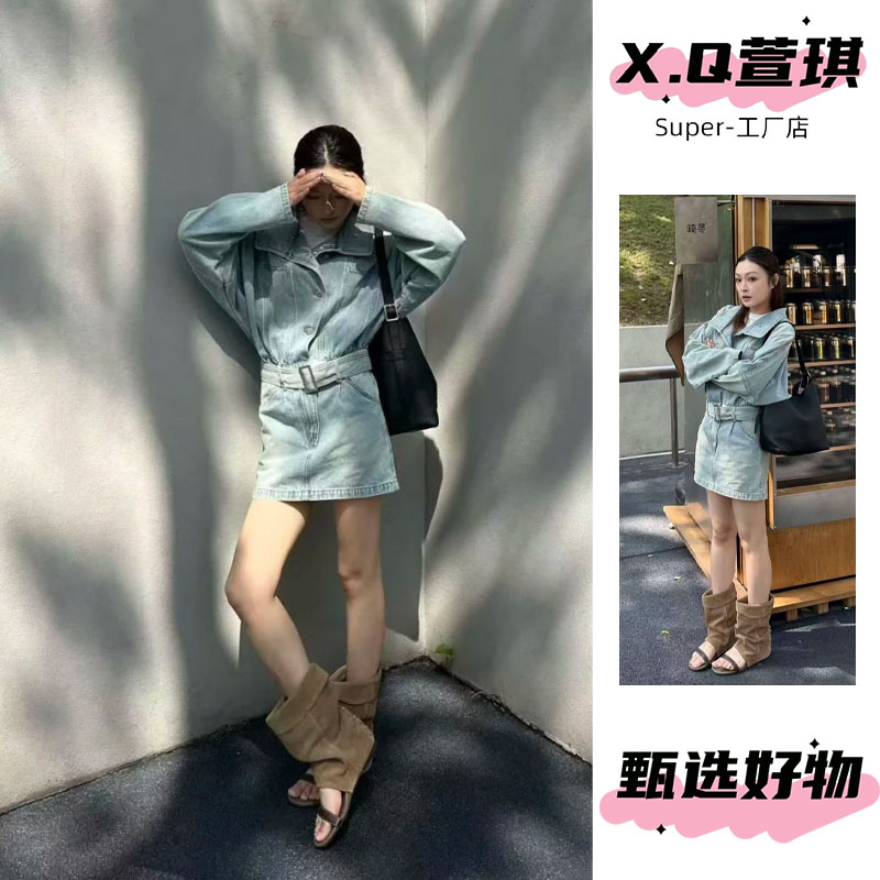 轻熟高知老钱风穿搭牛仔连衣裙女秋季新款时尚巨好看韩版通勤短裙