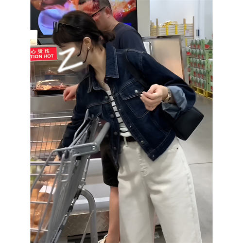 深蓝牛仔外套女春秋装新款