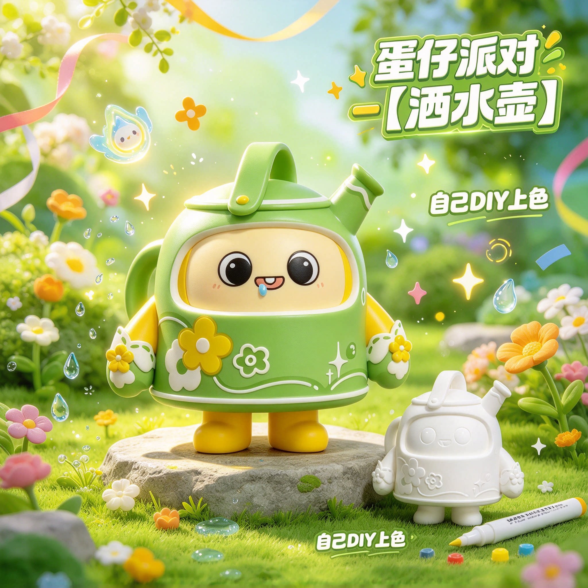 蛋仔派对-洒水壶模型diy上色涂装涂色手办解压儿童玩具亲子手工