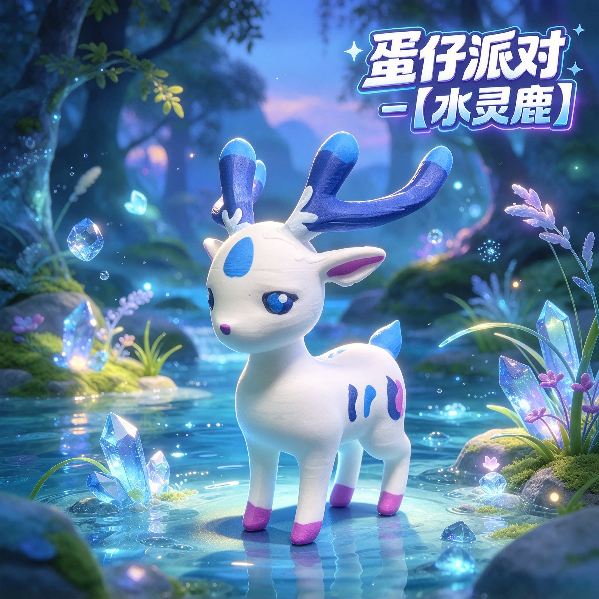 蛋仔派对-水灵鹿模型diy上色涂装涂色手办解压儿童玩具亲子手工