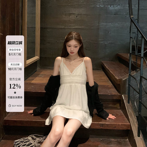 纯白月光！蕾丝风琴褶连衣裙