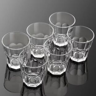 家用中式迷你小酒杯玻璃啤酒杯ktv饭店酒吧专用八角杯消毒餐具