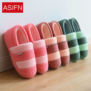 冬季棉拖鞋女居家室内情侣包跟坐月子棉鞋防滑保暖软厚底毛拖鞋