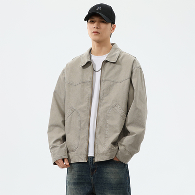 秋冬宽松工装纯棉底特律外套男